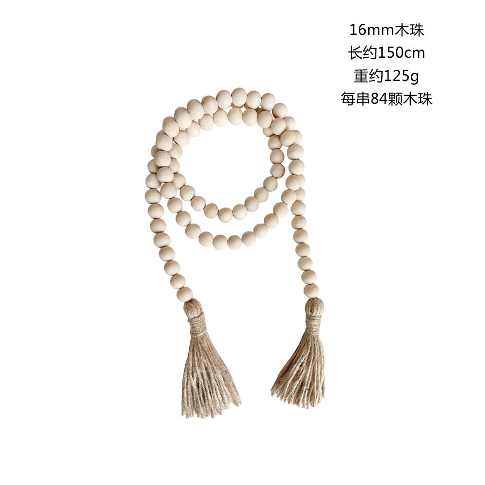 Log color tassel Wood Bead Pendant DIY handmade jewelry accessories string hemp rope Home Decoration pendant