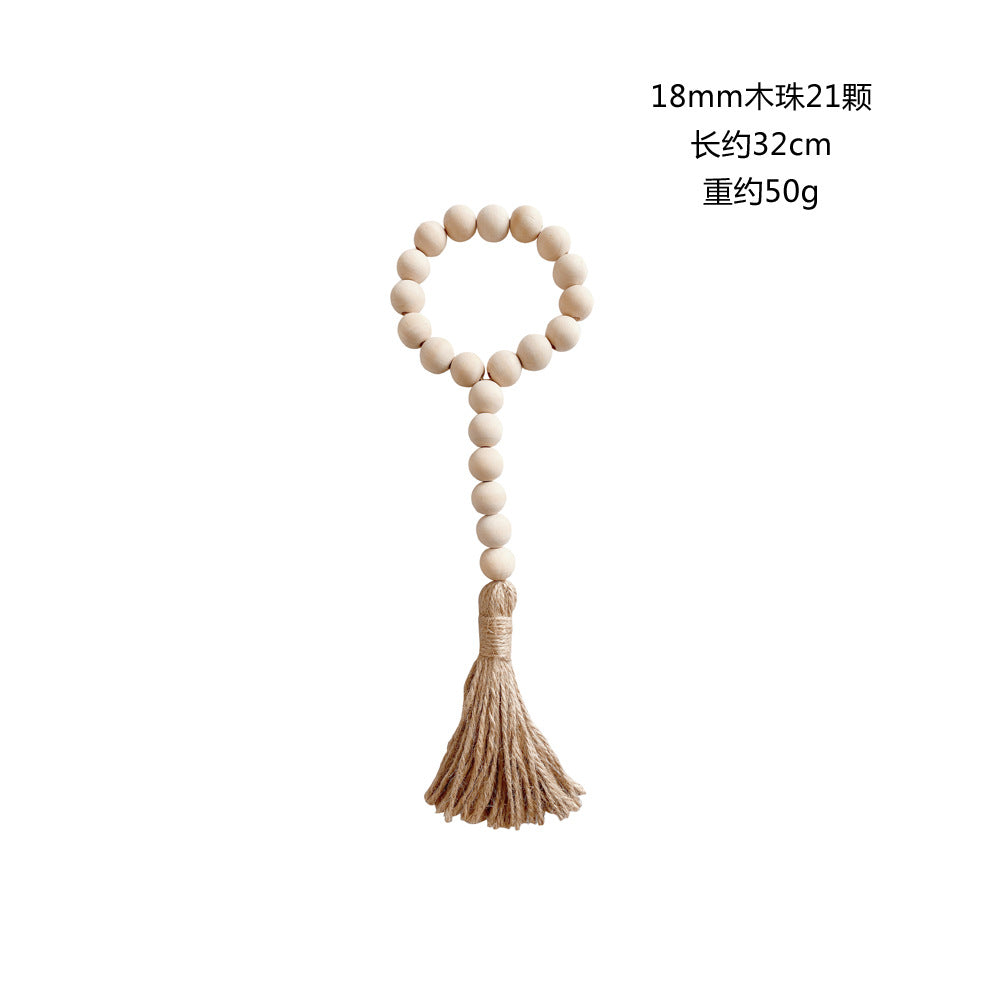 Log color tassel Wood Bead Pendant DIY handmade jewelry accessories string hemp rope Home Decoration pendant