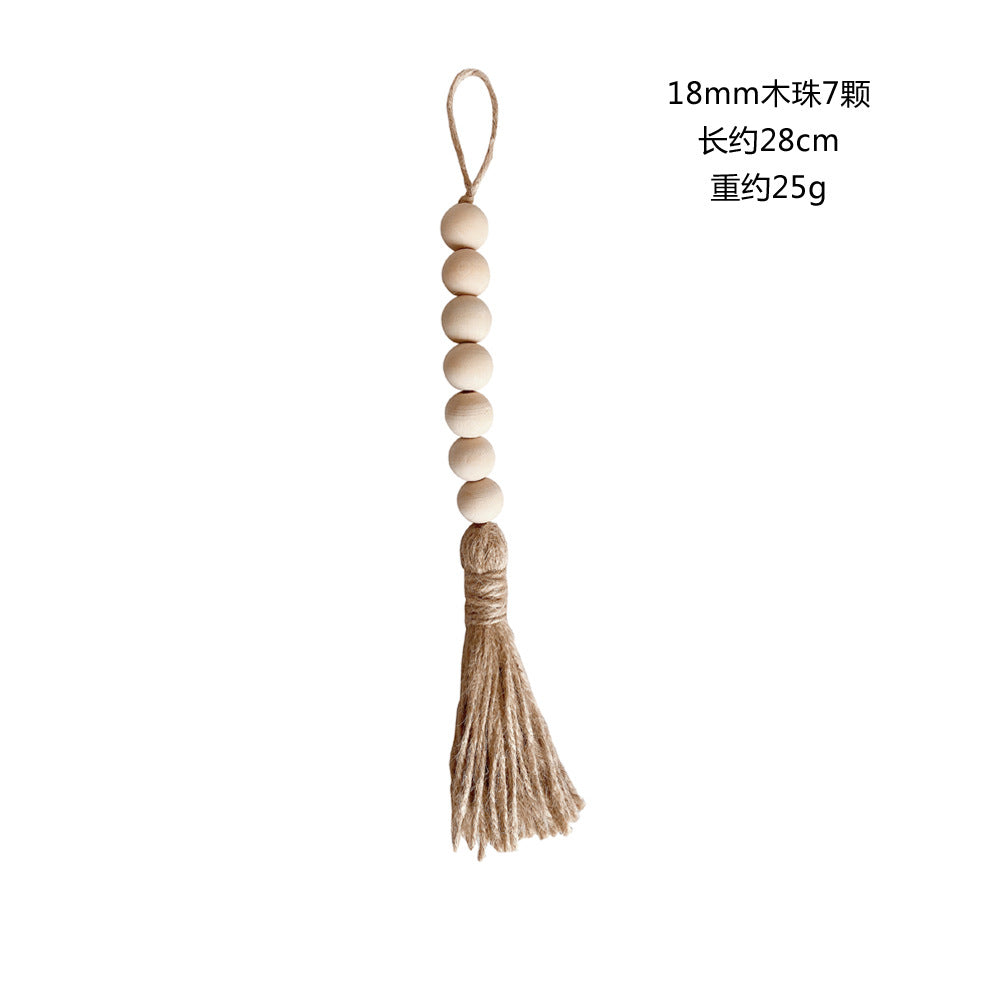 Log color tassel Wood Bead Pendant DIY handmade jewelry accessories string hemp rope Home Decoration pendant