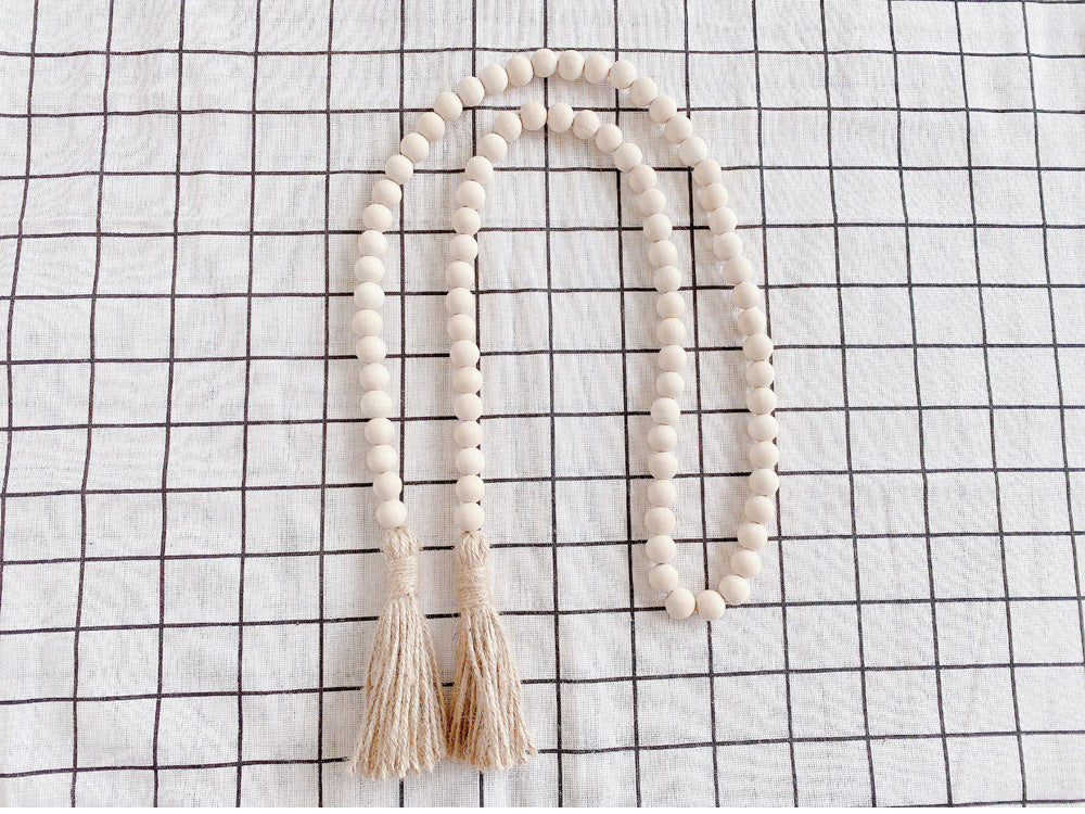 Log color tassel Wood Bead Pendant DIY handmade jewelry accessories string hemp rope Home Decoration pendant