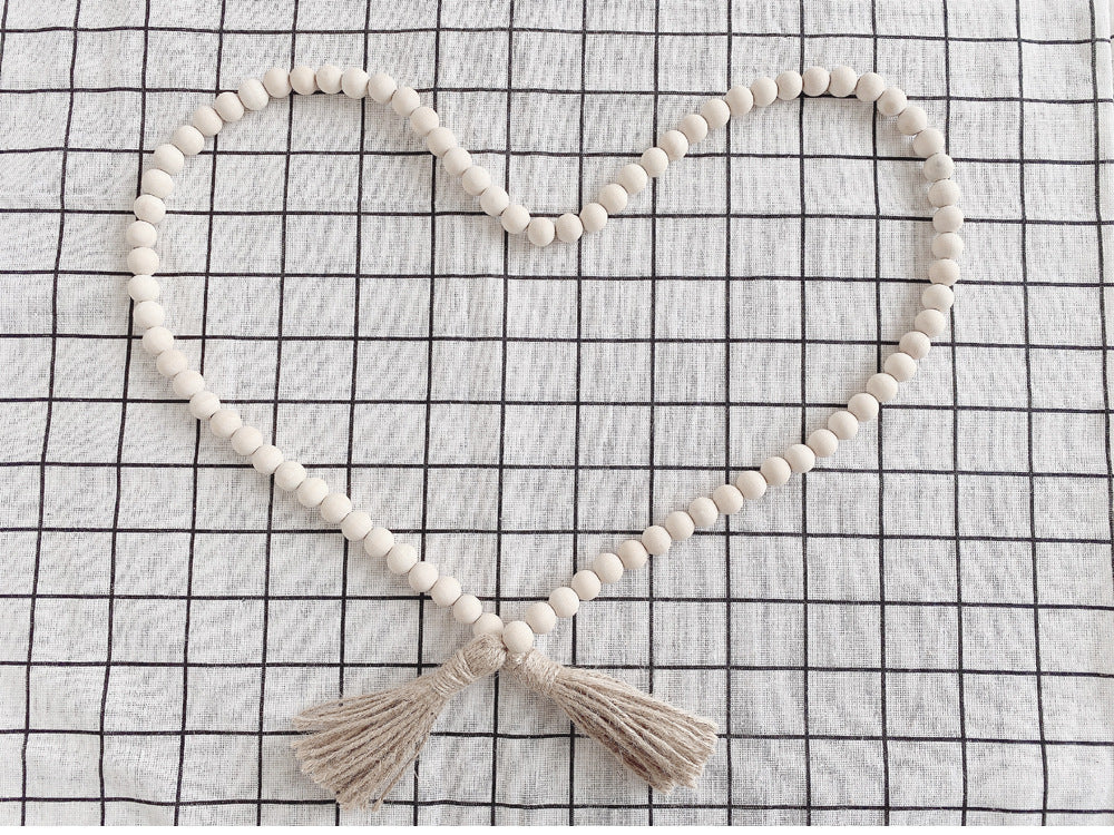 Log color tassel Wood Bead Pendant DIY handmade jewelry accessories string hemp rope Home Decoration pendant