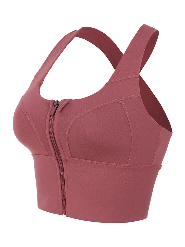 High sports shock proof zipper bra anti droop close Yoga underwear bra back sports vest