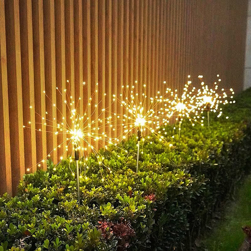 1PC Solar Fireworks Lamp Outdoor Grass Globe Dandelion Flash String Fairy lights 90 /120/150 LED For Garden Lawn Holiday Light