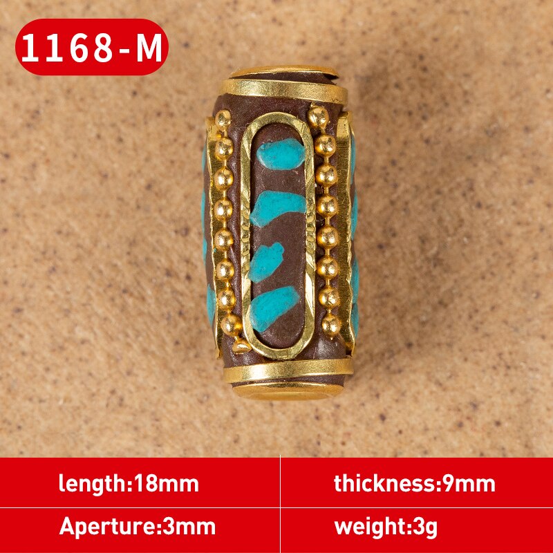 1Pc 15 Styles Retro Nepal Beads Handmade Red Coral Tibetan Bead Antique Golden For Jewelry Components Making DIY Bracelets
