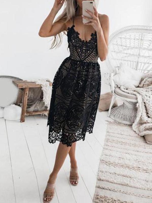 Lace Halter Midi Dress