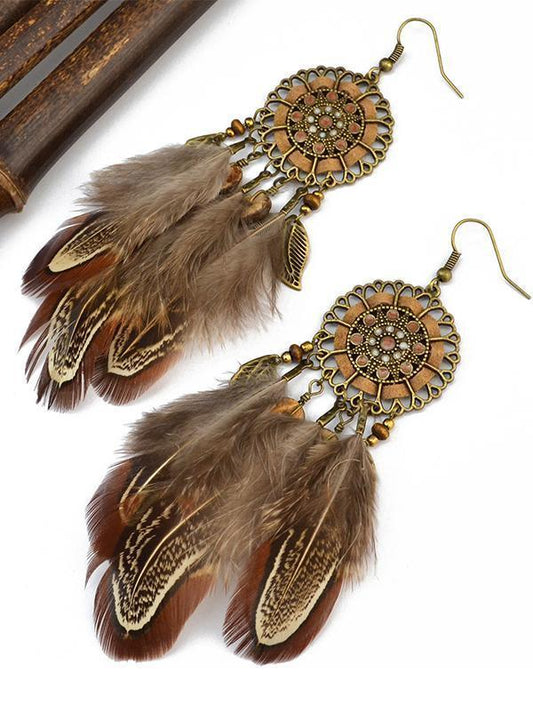 Bohemia Feather Tassels Earrings Accessories