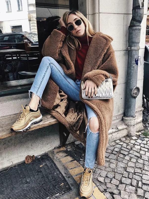 Fuzzy Loose Solid Color Long Coat
