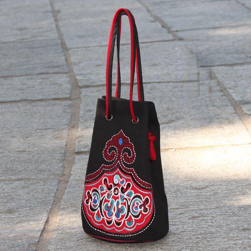 Original ethnic style patch embroidery small handle with special bag - emogogo