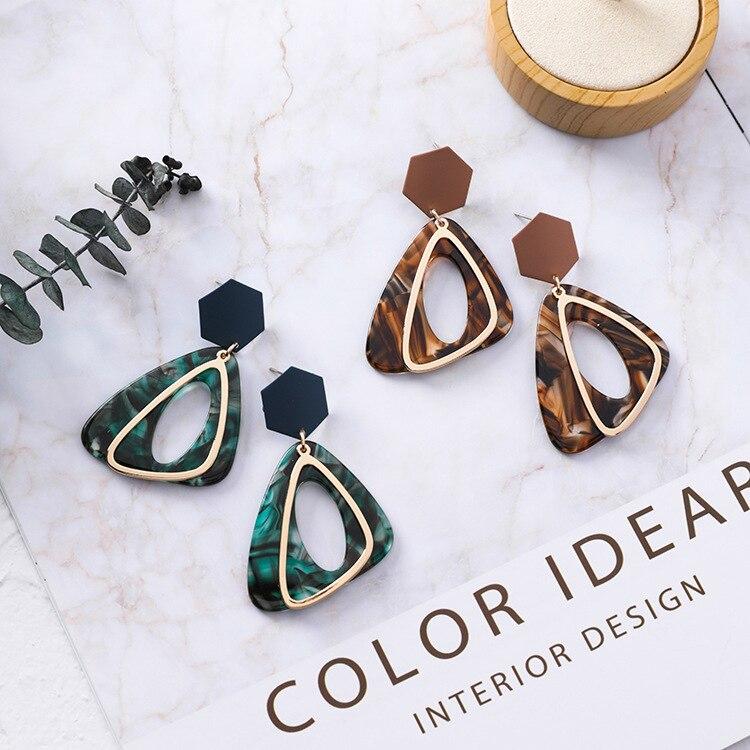 Fashion Irregular Triangle Geometry Earrings for Women Girls Acetate Texture Acrylic Earrings Party Jewelry Gifts