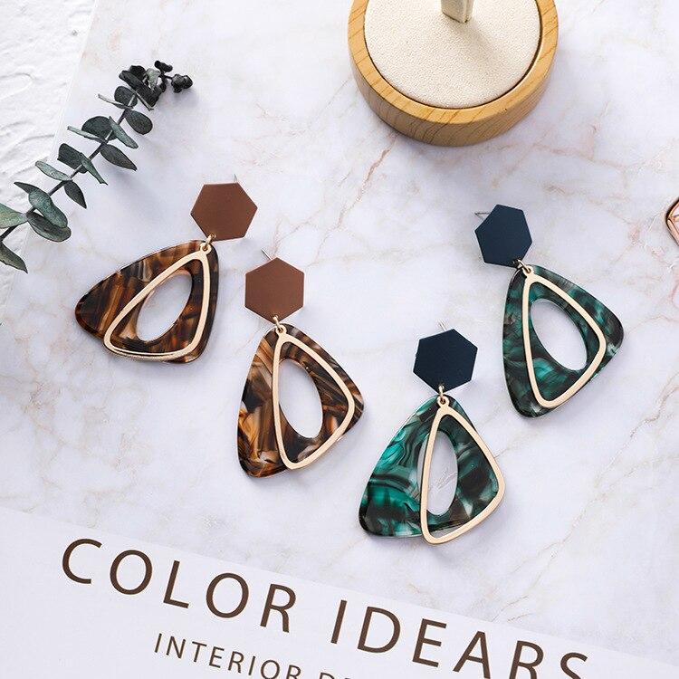 Fashion Irregular Triangle Geometry Earrings for Women Girls Acetate Texture Acrylic Earrings Party Jewelry Gifts