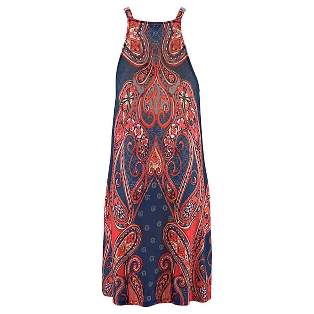 Sexy Celeb Sleeveless Floral Print Boho Beach Party Summer Ladies Halter Neck Short Mini Dress