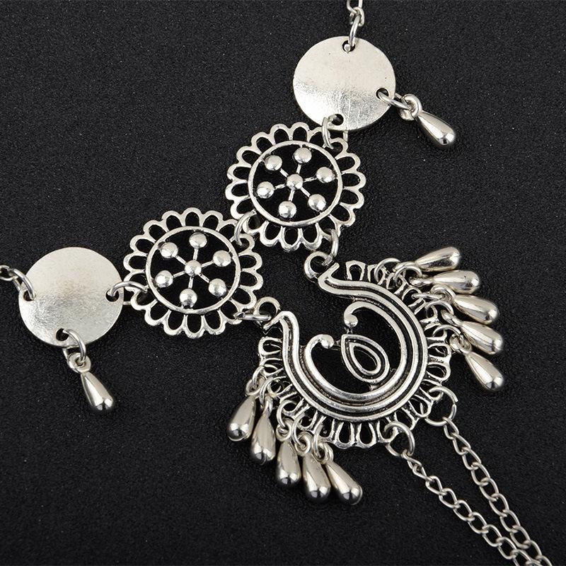 Vintage exaggerated ethnic style hollow drip carved metal beach anklets dripping footstool