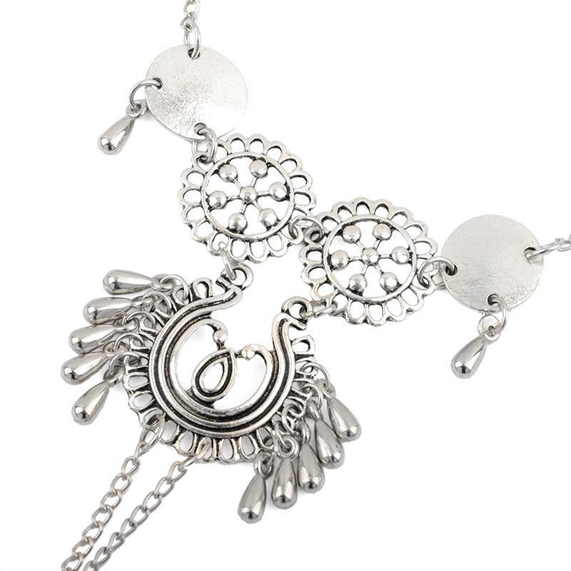 Vintage exaggerated ethnic style hollow drip carved metal beach anklets dripping footstool