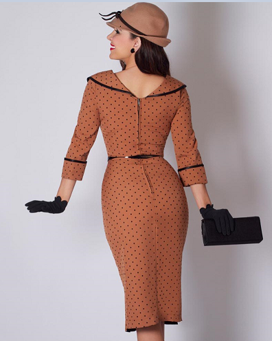 Bohemian Retro Waist Dots Stitching Retro Temperament Fishtail Autumn And Winter Dress