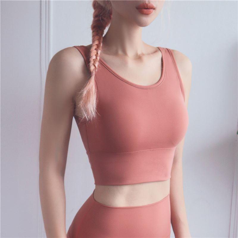 Seamless Sports Bra Top Fitness Women Racerback Running Crop Tops Pink Workout Padded Yoga Bra High Impact Activewear
