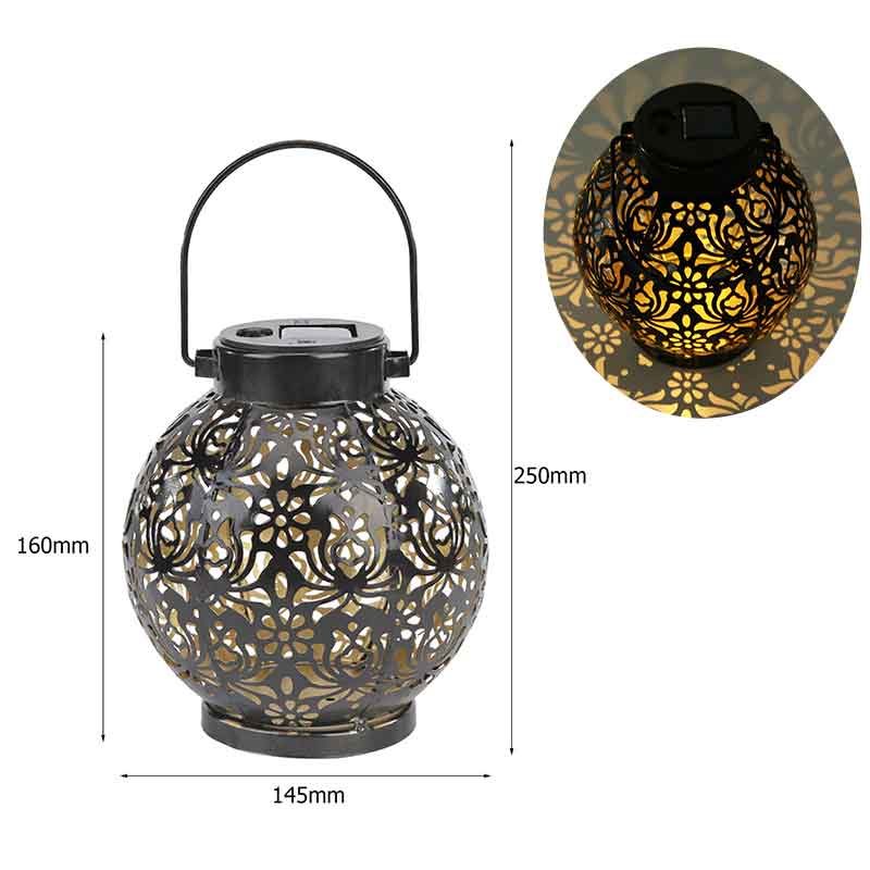 Waterproof Solar Lamp Retro Hollow Lantern Light Art Decorative Solar garden light Solar LED Light for Courtyard Landscape