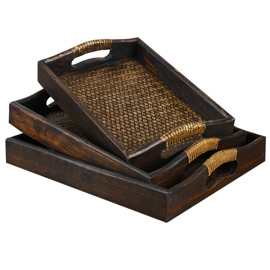 Thai crafts rattan weaving tea tray  essential oil tray household fruits and vegetables storage