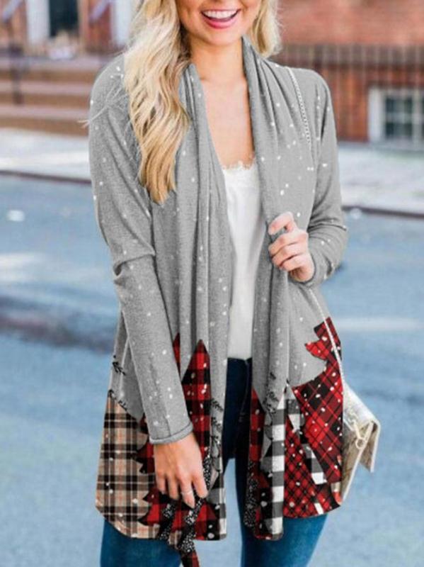 Women's Snowy Christmas Tree Forest Print Top