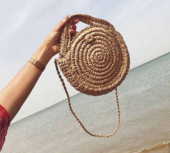 Beach Women s Shoulder Crossbody Round Holiday Weaving Bag