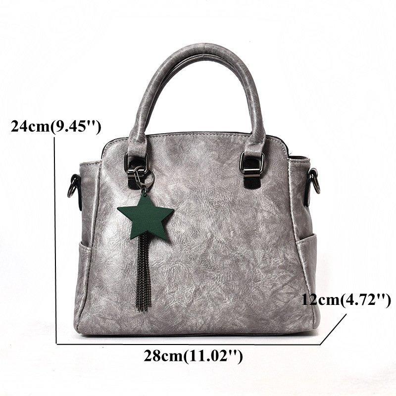 Elegant PU Leather Handbag Star Decorational Shoulder Bags Crossbody Bags For Women