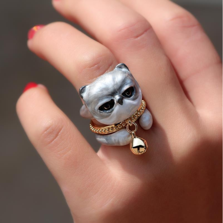Lovely Animal design 3-piece enamel ring set