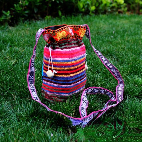 Ethnic Embroidery Bags Hand-woven Cross-stitch Mini Slung Bag Mobile Phone Bag Girl