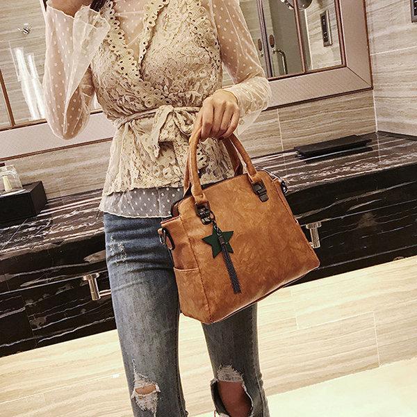 Elegant PU Leather Handbag Star Decorational Shoulder Bags Crossbody Bags For Women