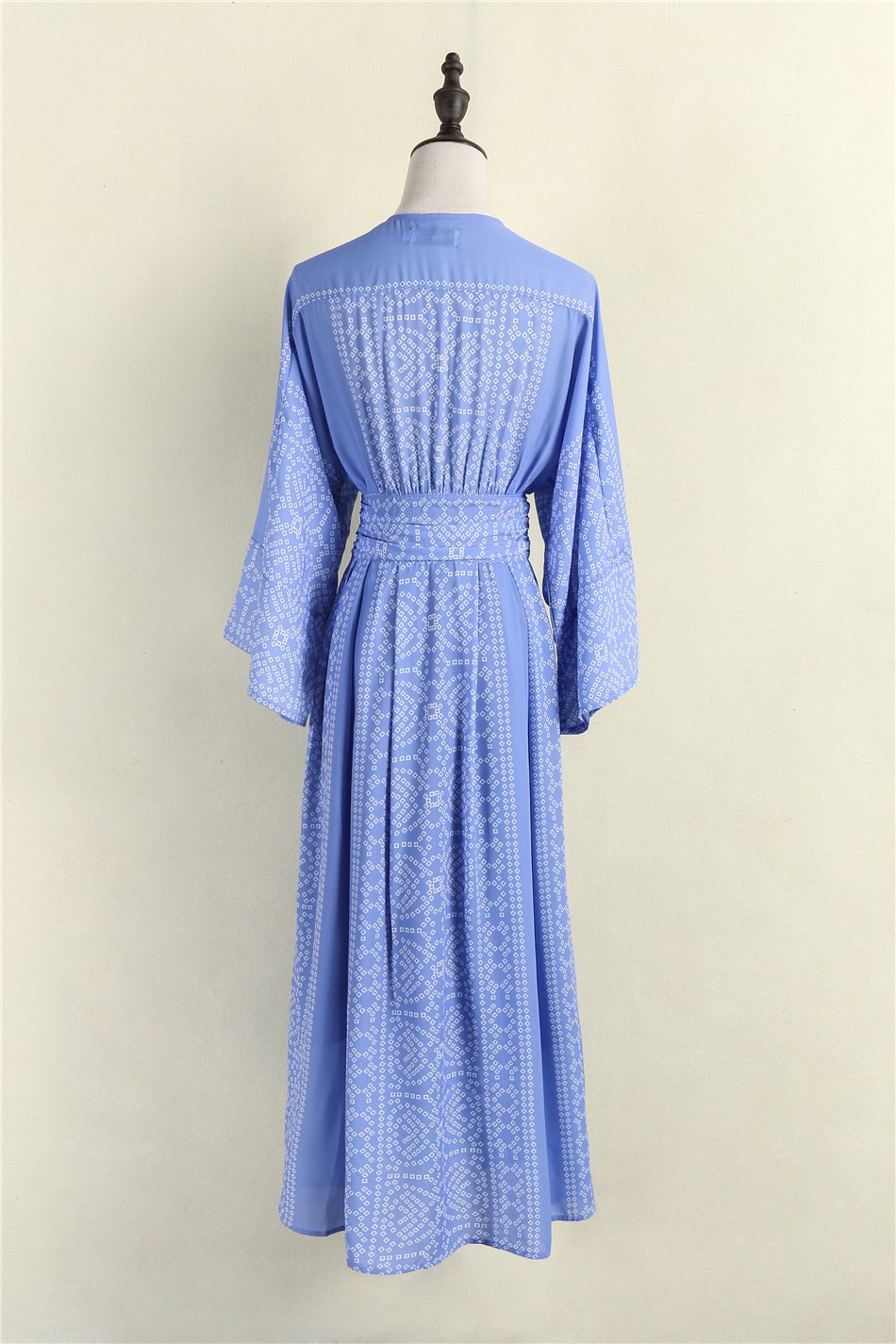 Solid Color Flare Sleeve Long Dresses Vintage Elegant Casual Dress