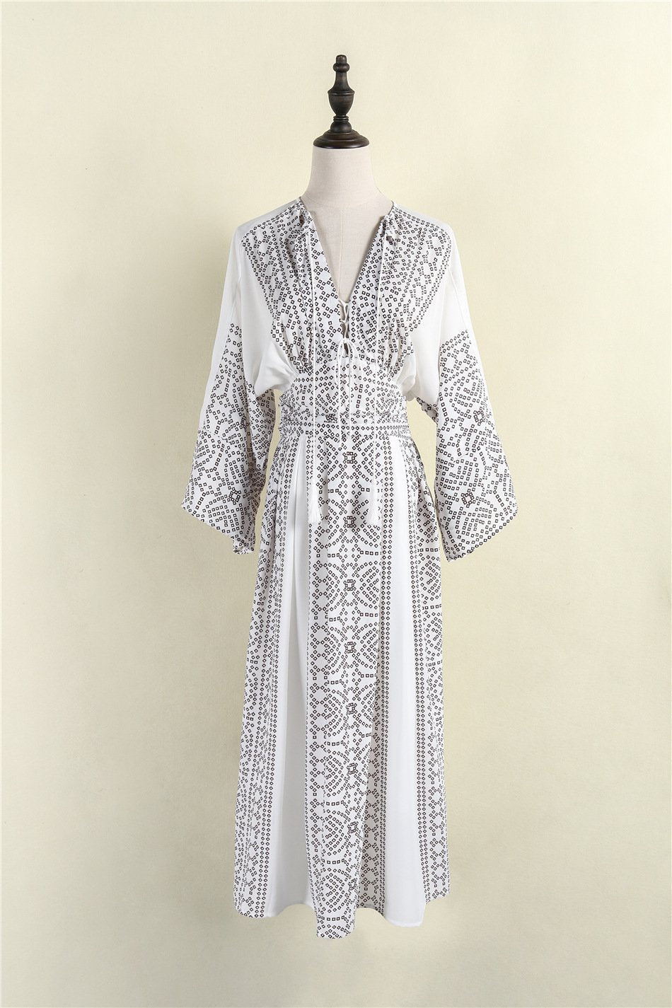 Solid Color Flare Sleeve Long Dresses Vintage Elegant Casual Dress