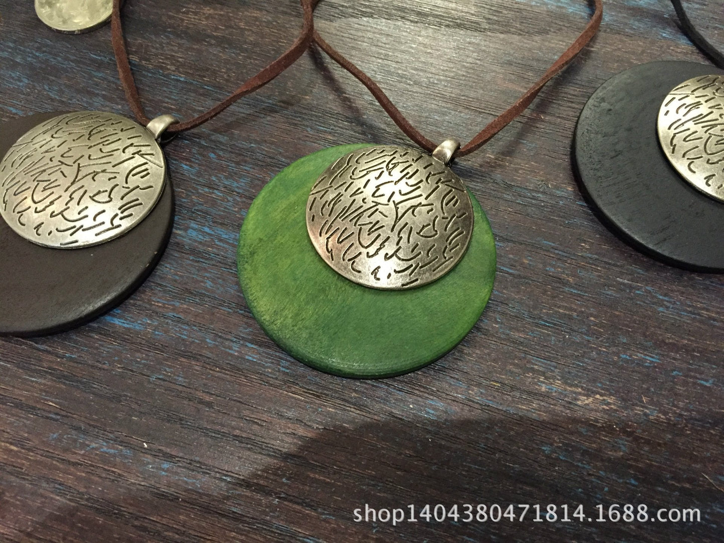 Retro National Style Manual Art Wood Long Necklace Wool Chain Cotton and Hemp Clothing Accessories