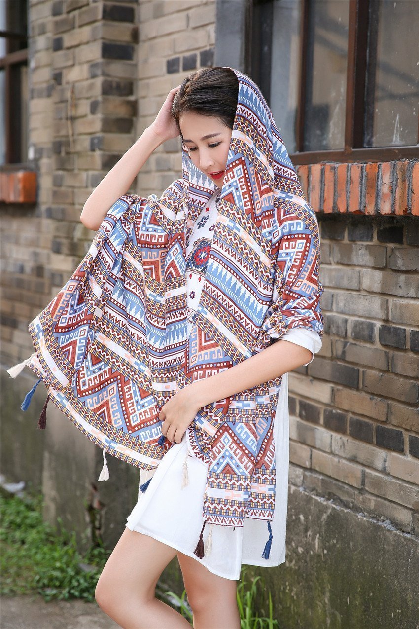 Vintage Bohemia Tassel Beach Sun Protection Shawls Air Conditioning Scarfs