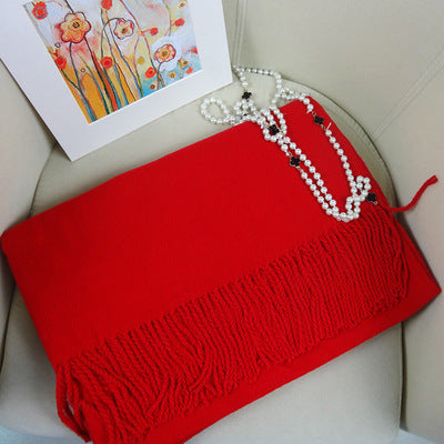 Warm Red Shawl Red Scarf National Wind Oversized Scarf