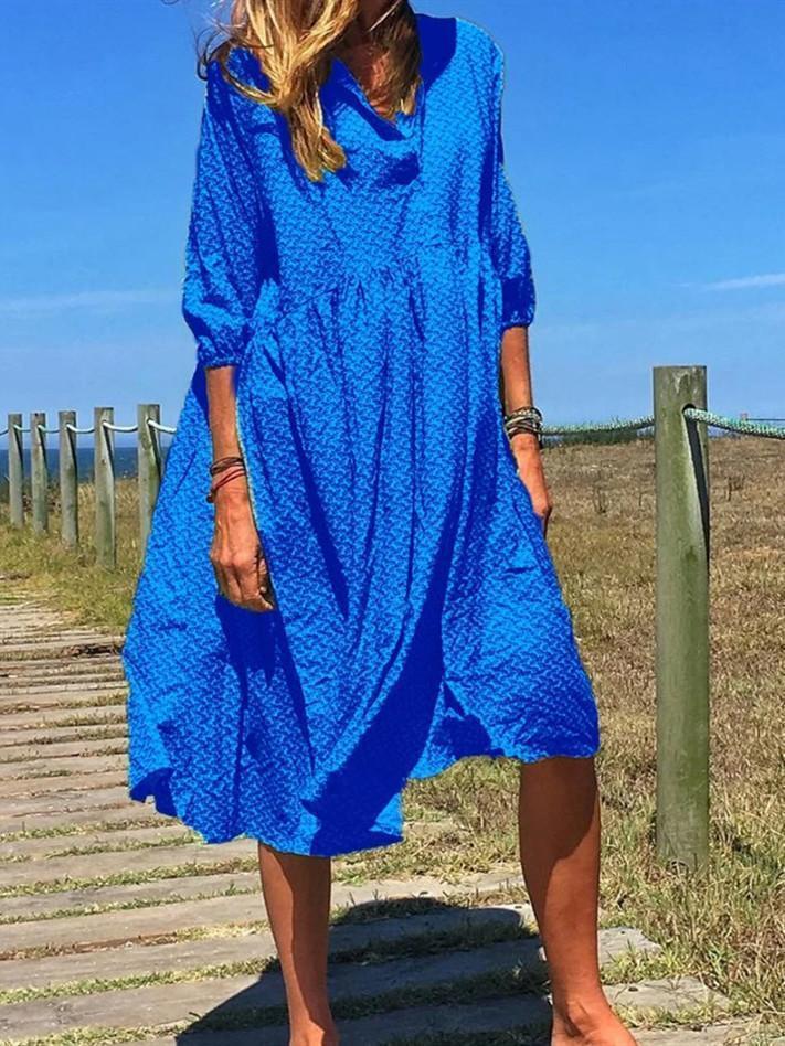 Fashion Women Summer Long Dress Print Causal Boho Lady Plus Sundress Beach Dresses