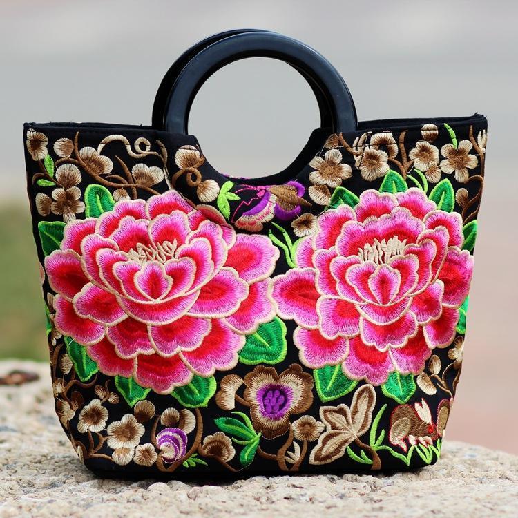National Style Embroidery Double-Sided Embroidery Portable Versatile Bag