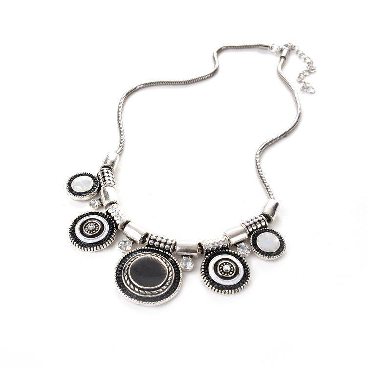 Popular retro luxury national style lady alloy drop oil Bohemia necklace
