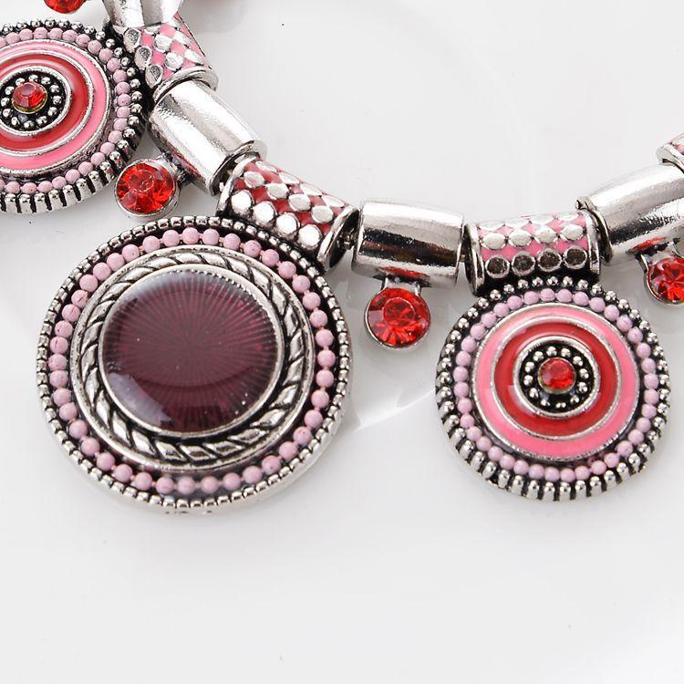Popular retro luxury national style lady alloy drop oil Bohemia necklace