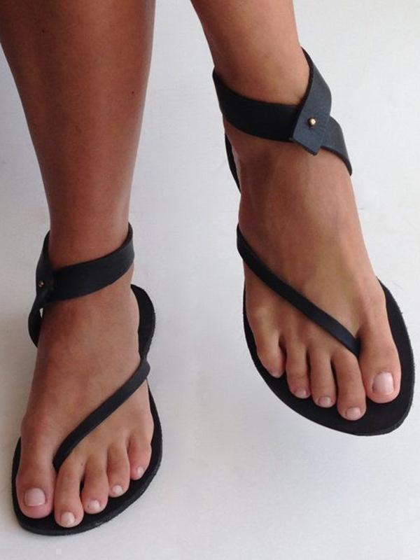 Black Low-heel Sandals Shoes For Women