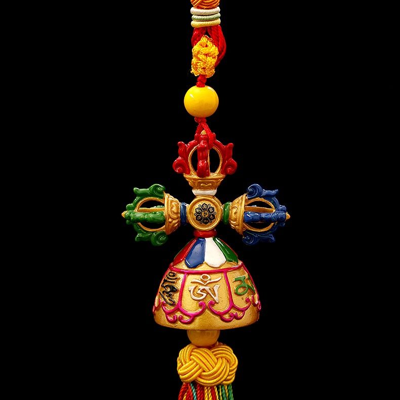 Tibetan Ping'an hung with Tantric Ten Phases Free Spinning Drum, Vajra pestle Car Pendant Room Decor Pendant