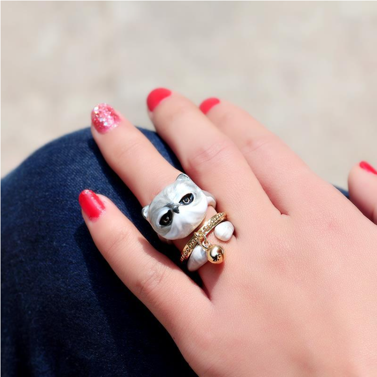 Lovely Animal design 3-piece enamel ring set