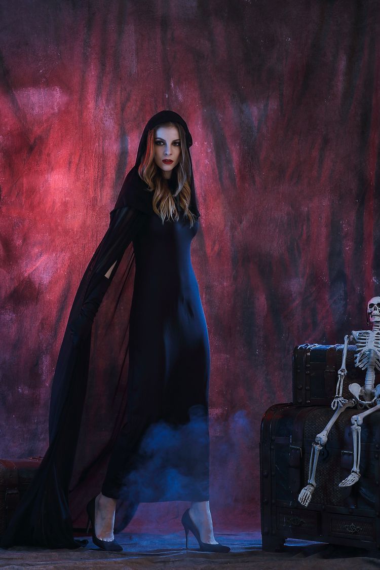 Halloween Black Devil's Long Cloak