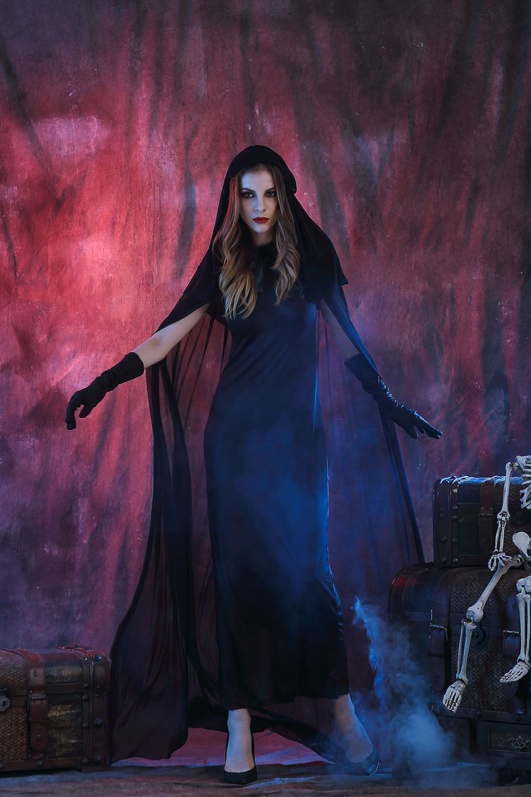 Halloween Black Devil's Long Cloak