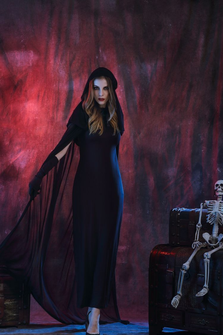 Halloween Black Devil's Long Cloak