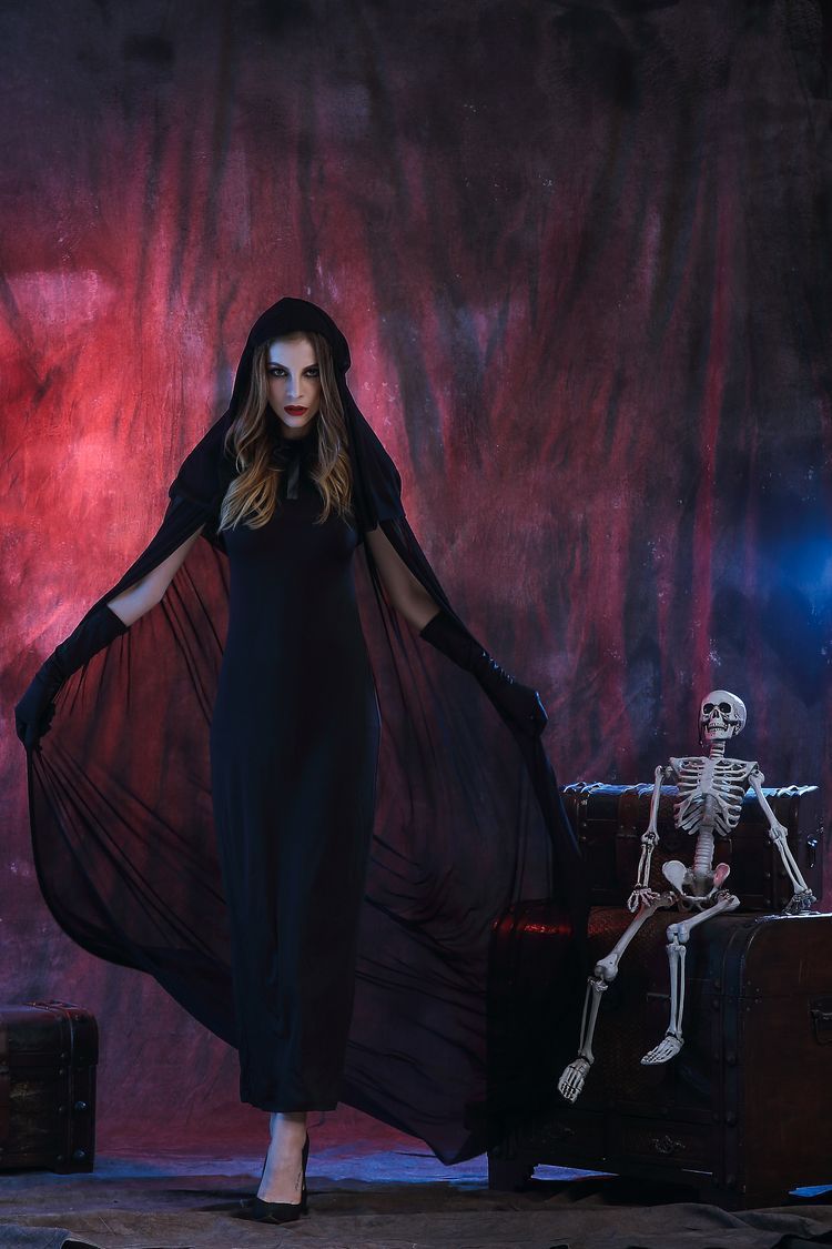 Halloween Black Devil's Long Cloak