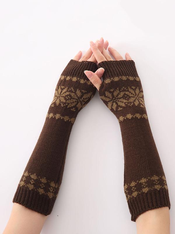 Bohemia Oversleeves Knitted Arm Warm Winter Fingerless Sleevelet Mittens - emogogo