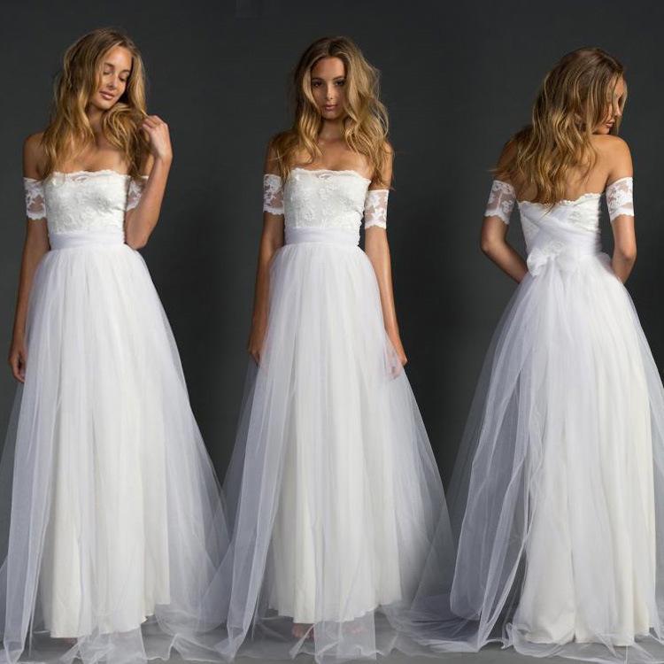 White Off Shoulder Lace Party Maxi Dress