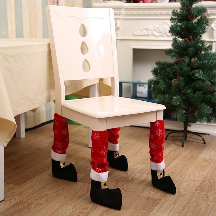 4Pcs Christmas Table Leg Covers Chair Socks Santa Feet Shoes