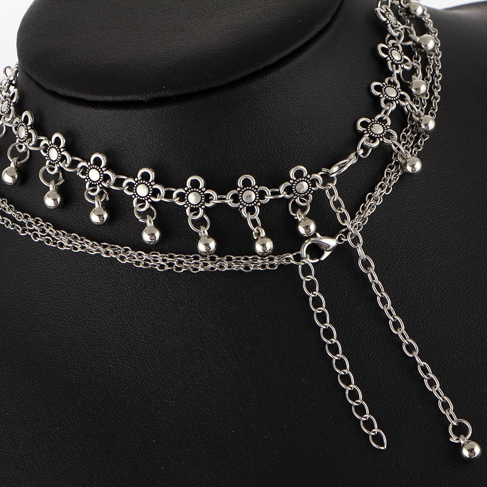 Retro exaggerated crystal alloy plate moon multi-tiered chest clavicle necklace necklace