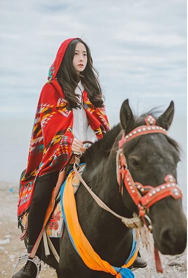 Tibetan Nepalese National Cloak Shawl Thick Hooded bohemian Scarf