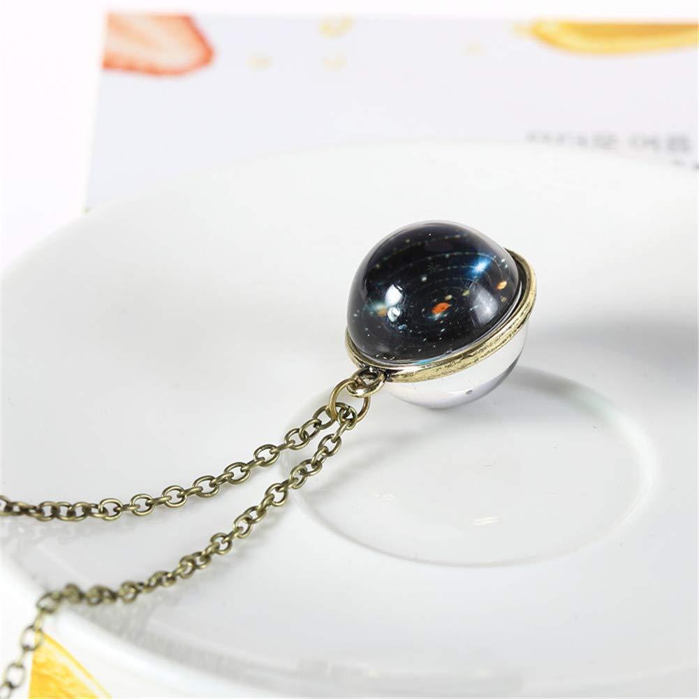 Universe Solar System Pendent Double-Sided Glass Ball Necklace