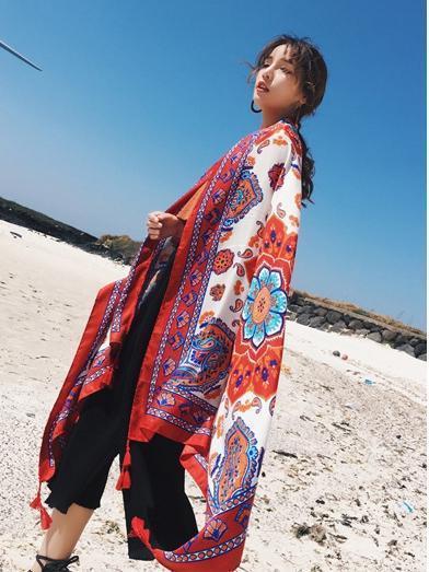 Bohemian Sun Flower Beach Towel Sunscreen Shawl Scarf